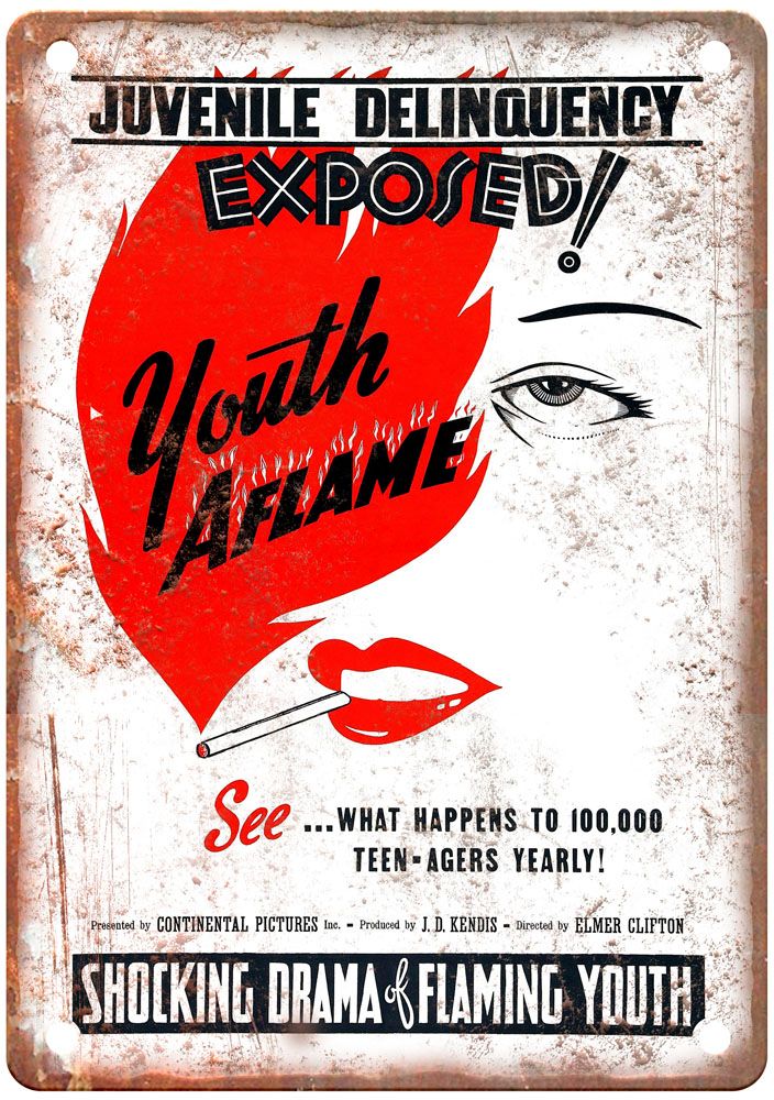 Youth Aflame Vintage Movie Poster Old Retro Look Metal Sign