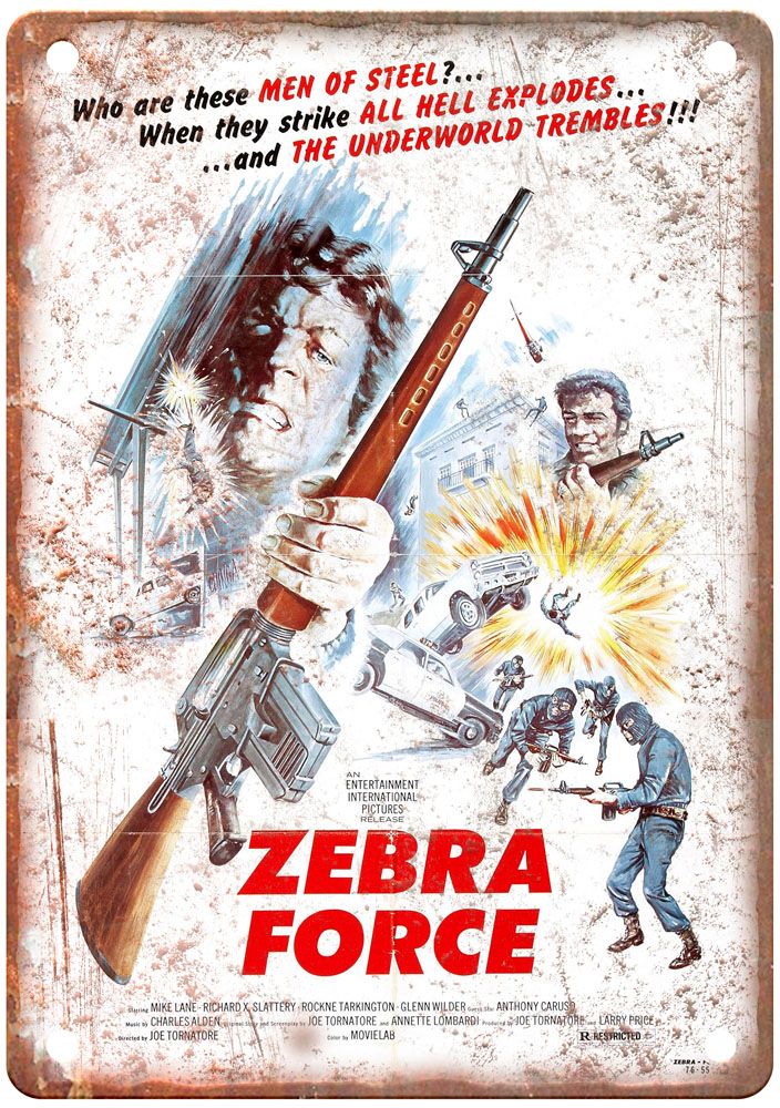 Zebra Force Vintage Movie Poster Old Retro Look Metal Sign