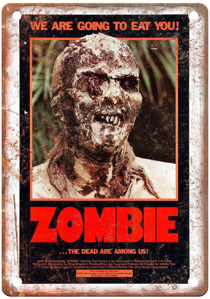 Zombi 2 Vintage Movie Poster Old Retro Look Metal Sign