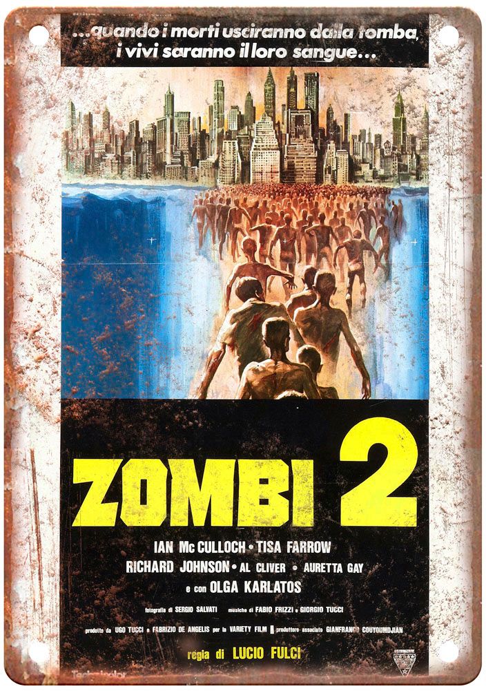 Zombi 2 Vintage Movie Poster Old Retro Look Metal Sign