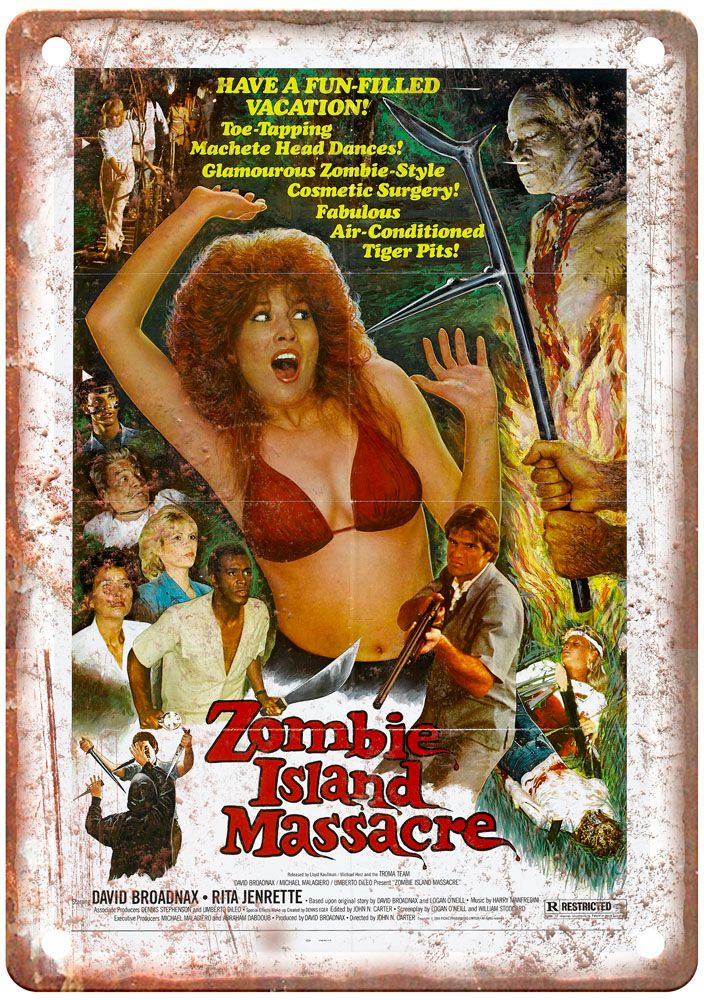 Zombie Island Massacre Vintage Movie Poster Old Retro Look Metal Sign