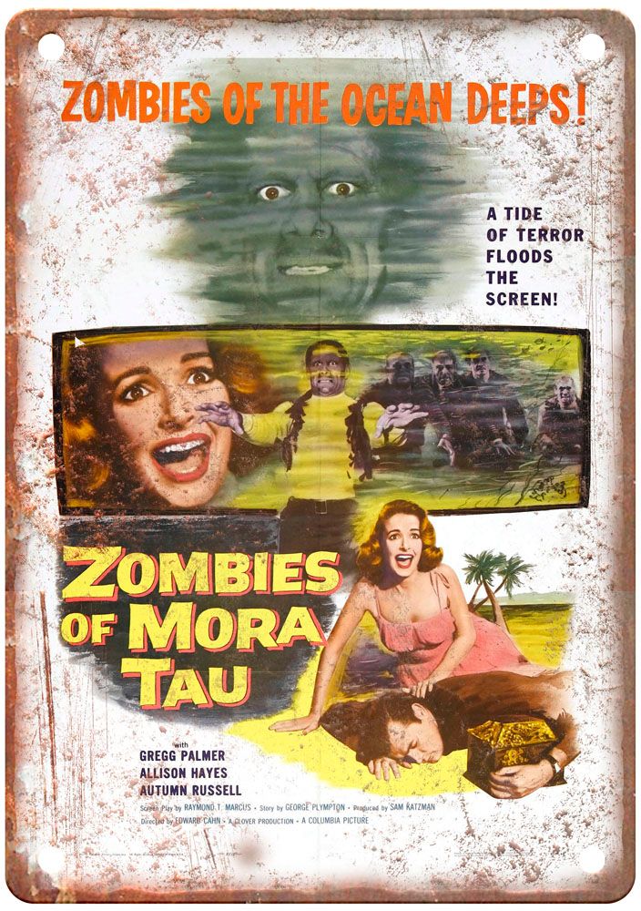 Zombies Of Mora Tau Vintage Movie Poster Old Retro Look Metal Sign