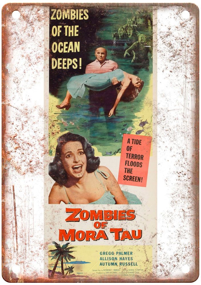 Zombies Of Mora Tau Vintage Movie Poster Old Retro Look Metal Sign