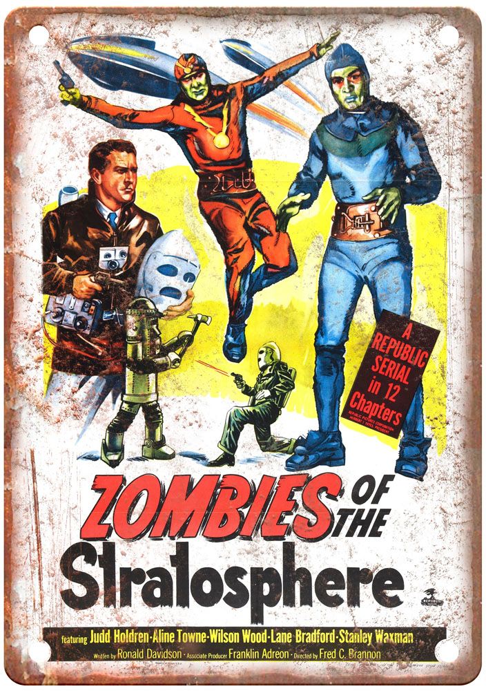 Zombies Of The Stratosphere Vintage Movie Poster Old Retro Look Metal Sign