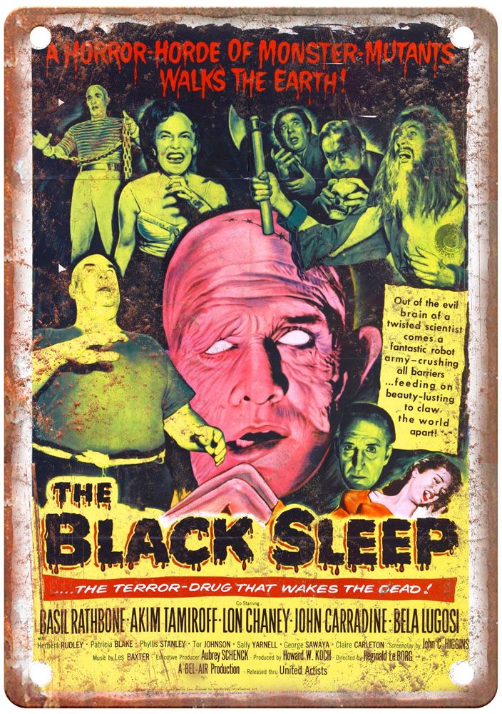 Black Sleep Vintage Movie Poster Old Retro Look Metal Sign