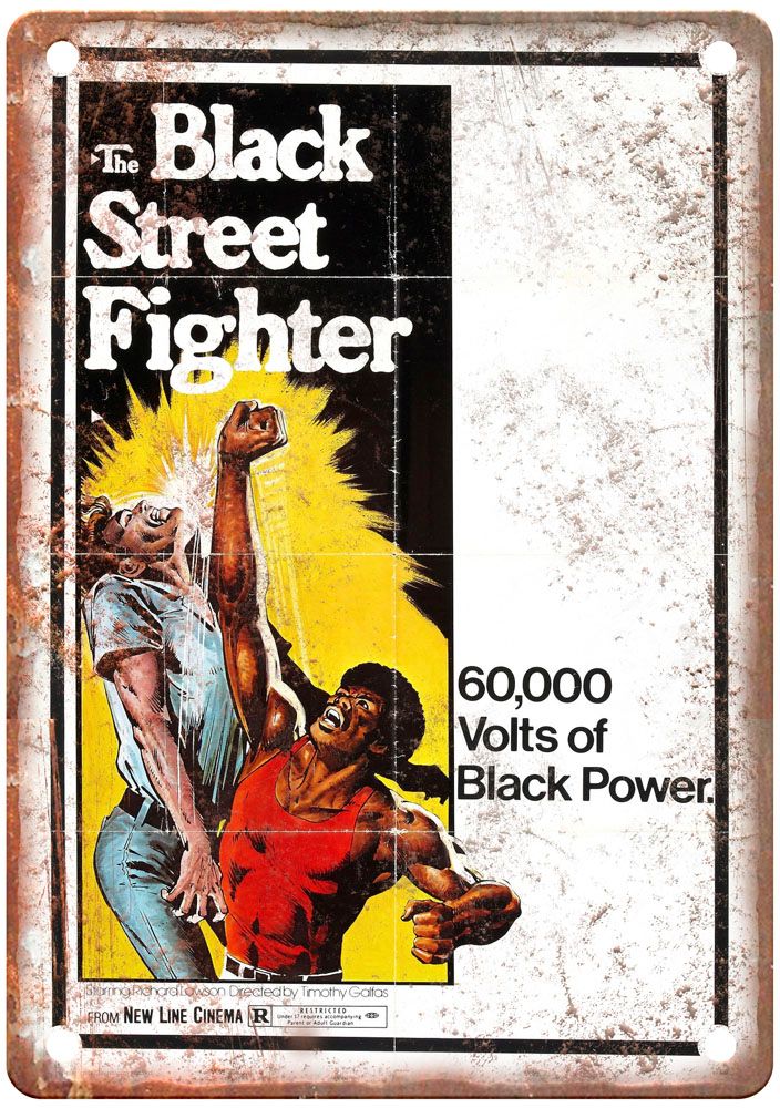 Black Street Fighter Vintage Movie Poster Old Retro Look Metal Sign