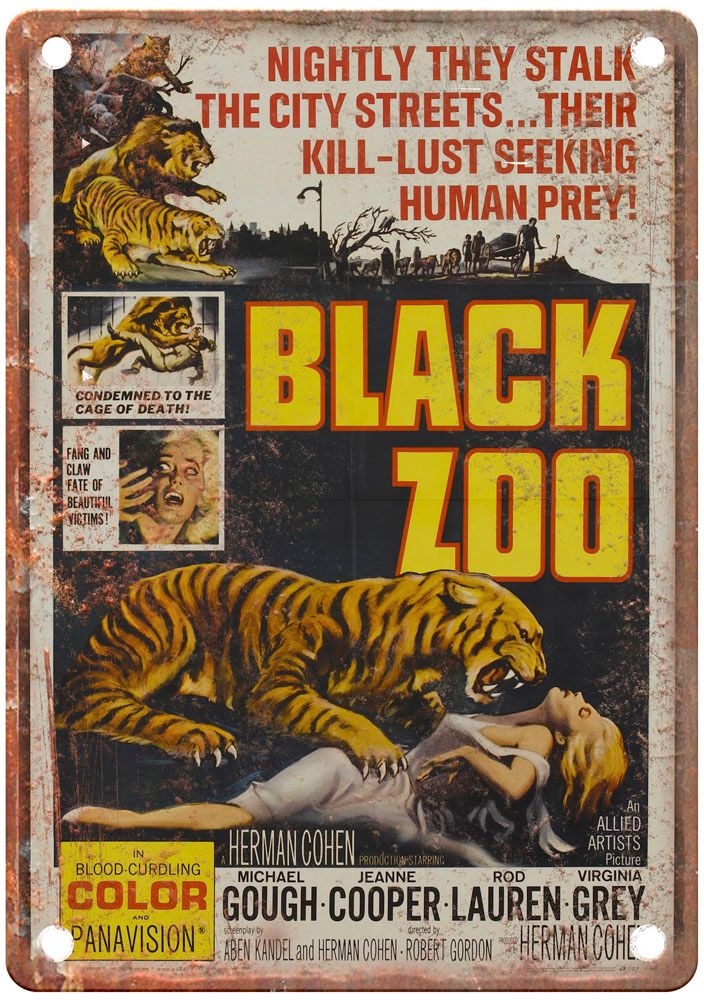 Black Zoo Vintage Movie Poster Old Retro Look Metal Sign