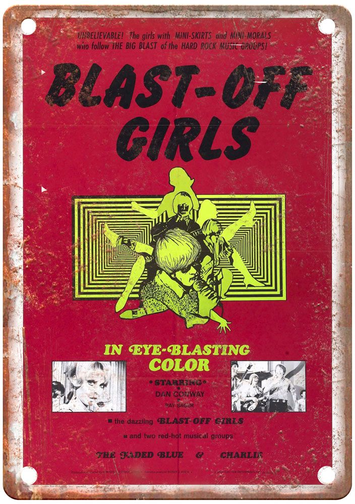 Blast Off Girls Vintage Movie Poster Old Retro Look Metal Sign