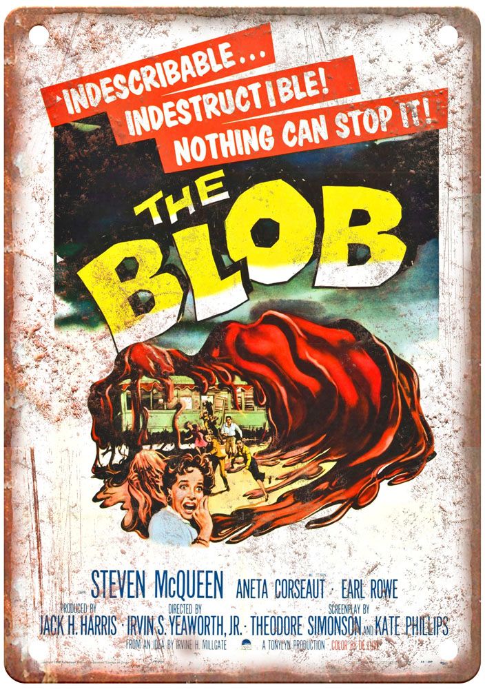 Blob 1958 Vintage Movie Poster Old Retro Look Metal Sign