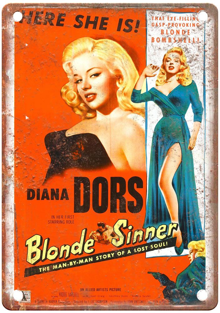 Blonde Sinner Vintage Movie Poster Old Retro Look Metal Sign