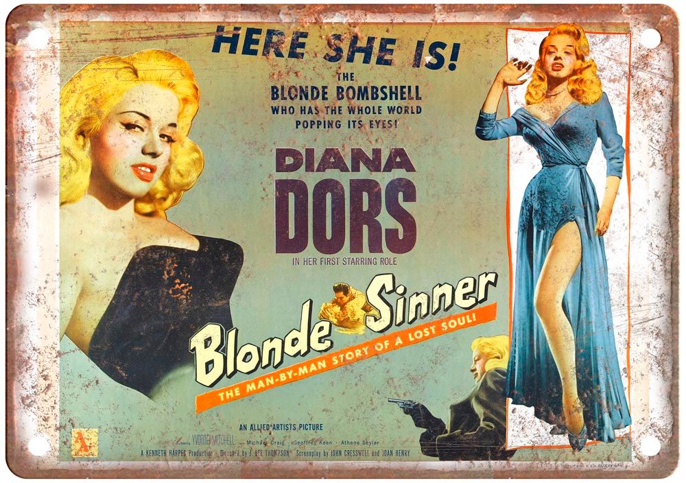 Blonde Sinner Vintage Movie Poster Old Retro Look Metal Sign