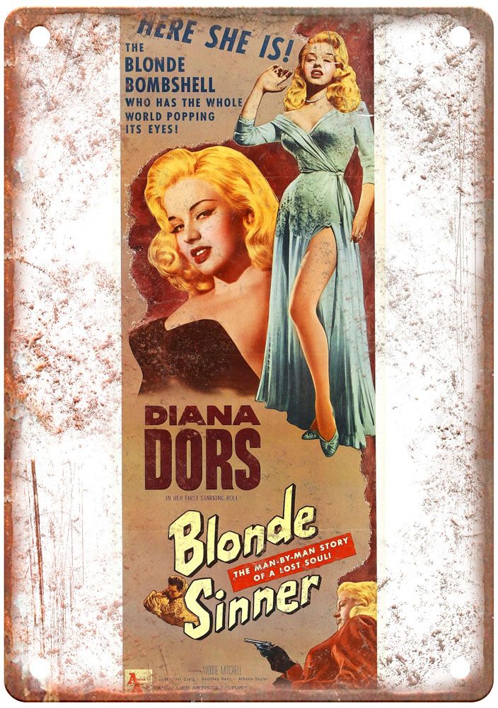 Blonde Sinner Vintage Movie Poster Old Retro Look Metal Sign