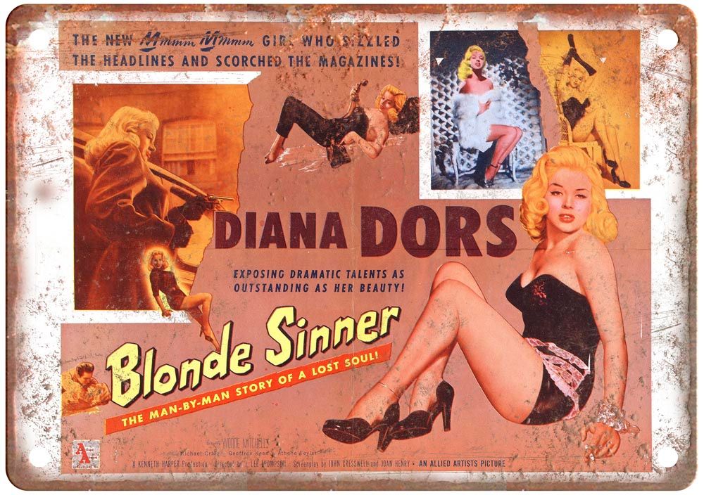 Blonde Sinner Vintage Movie Poster Old Retro Look Metal Sign