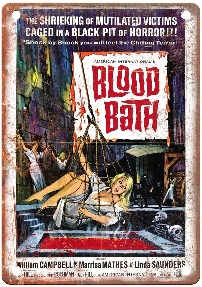 Blood Bath Vintage Movie Poster Old Retro Look Metal Sign