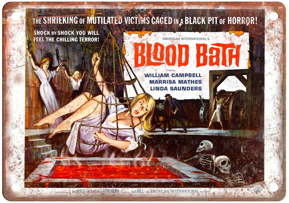 Blood Bath Vintage Movie Poster Old Retro Look Metal Sign