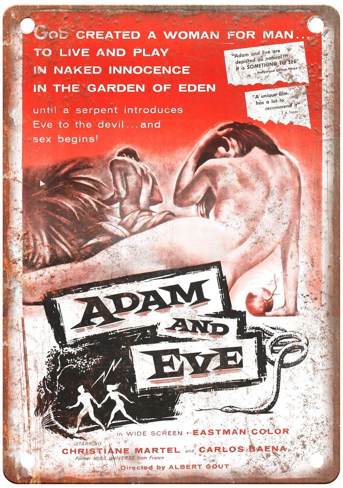 Adam And Eve Vintage Movie Poster Old Retro Look Metal Sign