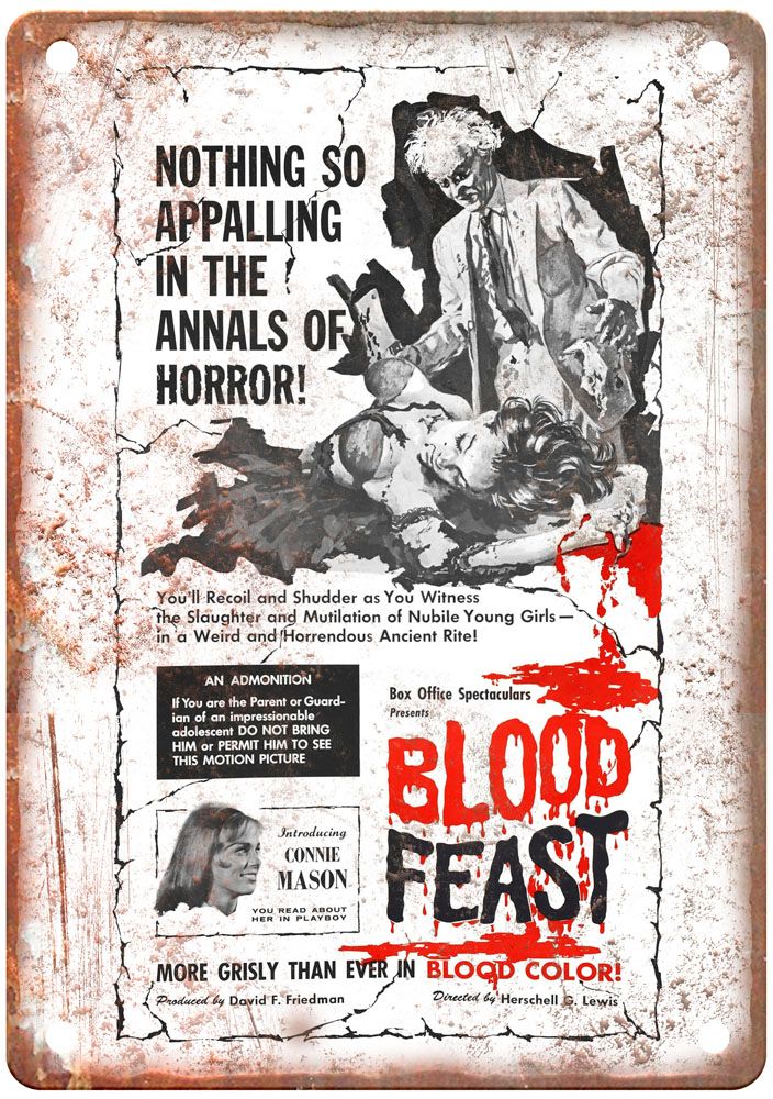 Blood Feast Vintage Movie Poster Old Retro Look Metal Sign