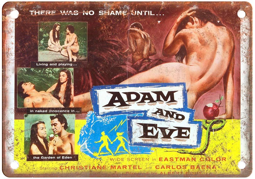 Adam And Eve Vintage Movie Poster Old Retro Look Metal Sign