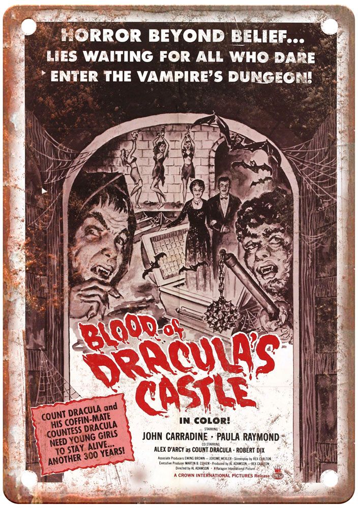 Blood Of Draculas Castle Vintage Movie Poster Old Retro Look Metal Sign