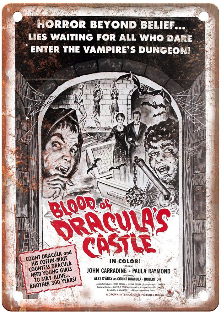 Blood Of Draculas Castle Vintage Movie Poster Old Retro Look Metal Sign