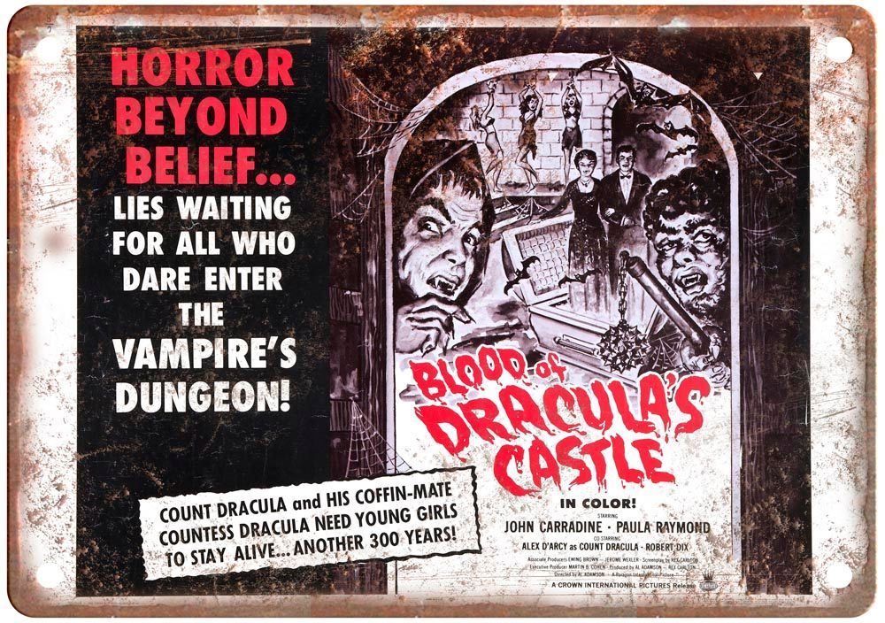 Blood Of Draculas Castle Vintage Movie Poster Old Retro Look Metal Sign