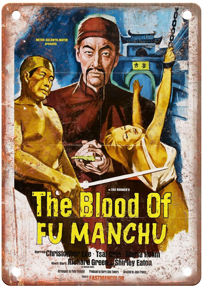 Blood Of Fu Manchu Vintage Movie Poster Old Retro Look Metal Sign