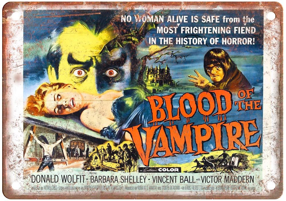 Blood Of Vampire Vintage Movie Poster Old Retro Look Metal Sign