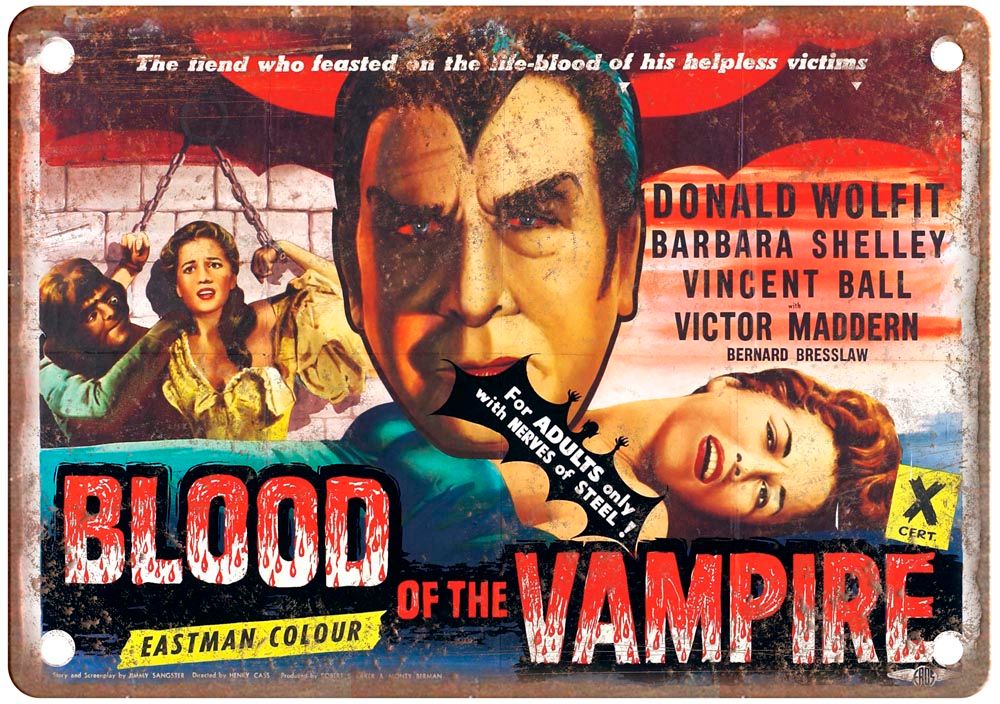 Blood Of Vampire Vintage Movie Poster Old Retro Look Metal Sign