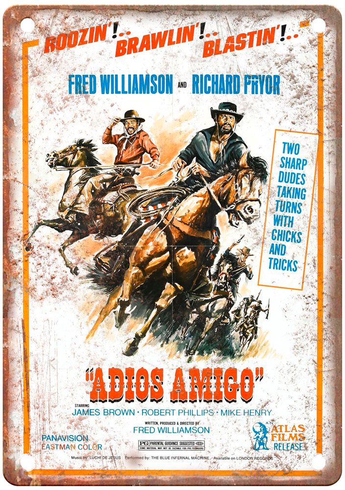 Adios Amigo Vintage Movie Poster Old Retro Look Metal Sign