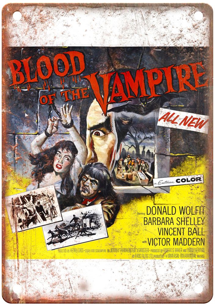 Blood Of Vampire Vintage Movie Poster Old Retro Look Metal Sign