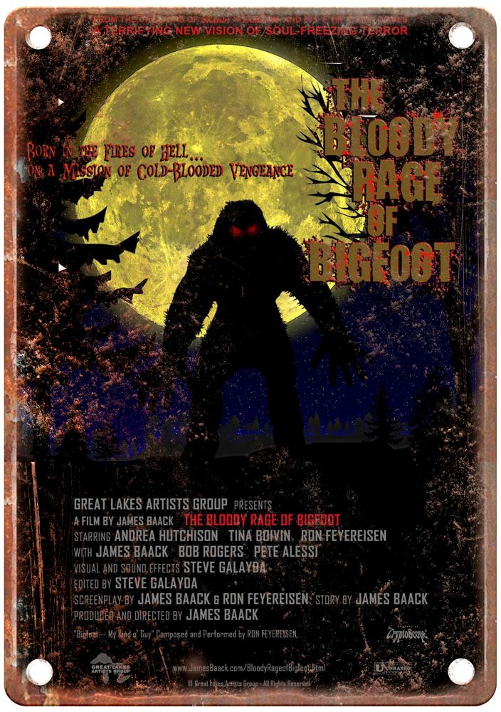 Bloody Rage Of Bigfoot Vintage Movie Poster Old Retro Look Metal Sign