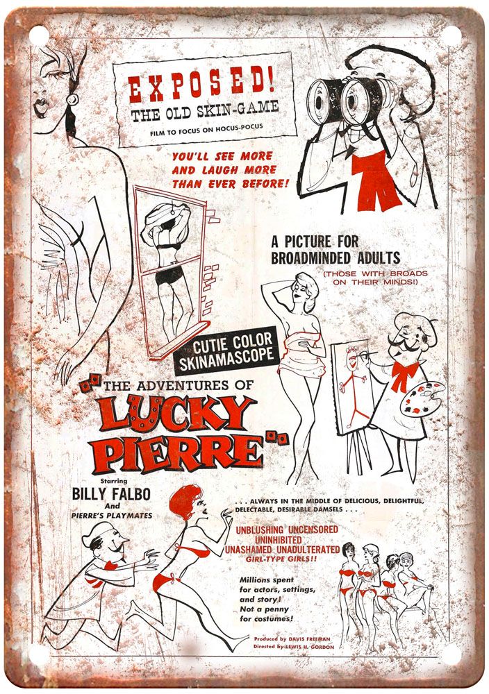 Adventures Of Lucky Pierre Vintage Movie Poster Old Retro Look Metal Sign