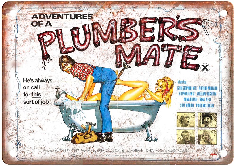 Adventures Of Plumbers Mate Vintage Movie Poster Old Retro Look Metal Sign