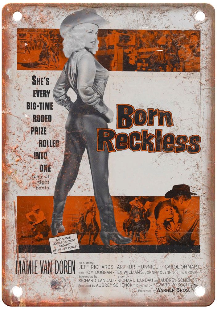 Born Reckless Vintage Movie Poster Old Retro Look Metal Sign