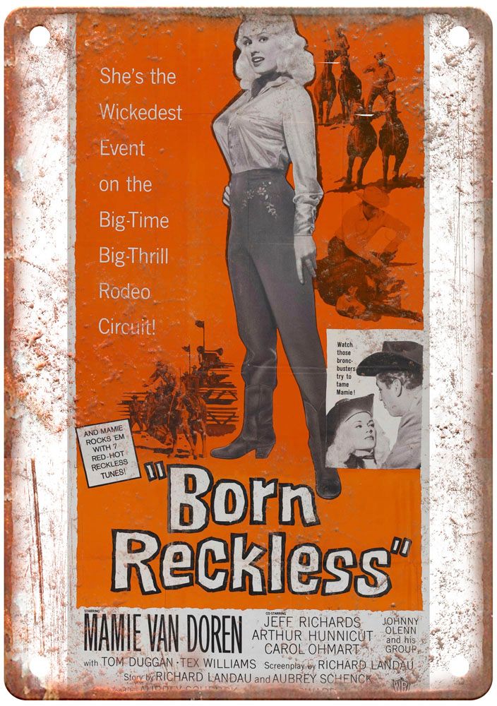 Born Reckless Vintage Movie Poster Old Retro Look Metal Sign