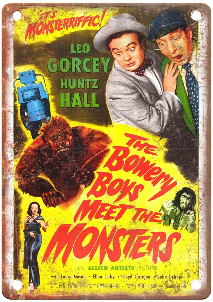 Bowery Boys Meet Monsters Vintage Movie Poster Old Retro Look Metal Sign