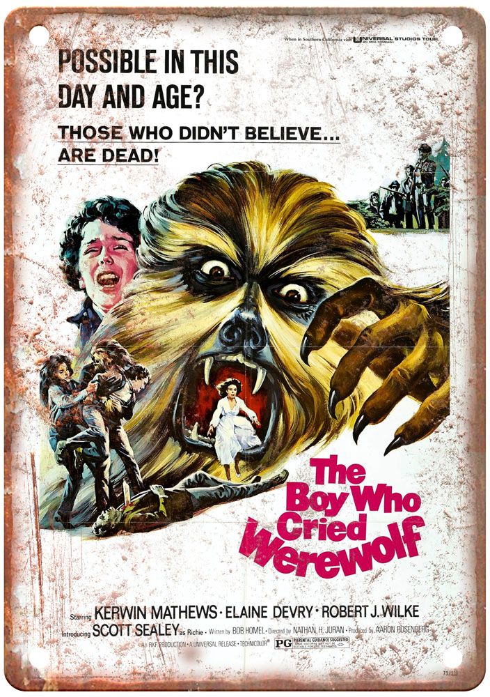 Boy Who Cried Werewolf Vintage Movie Poster Old Retro Look Metal Sign