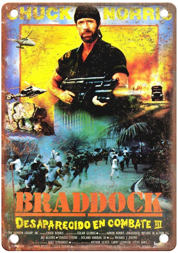 Braddock Missing In Action 3 Vintage Movie Poster Old Retro Look Metal Sign