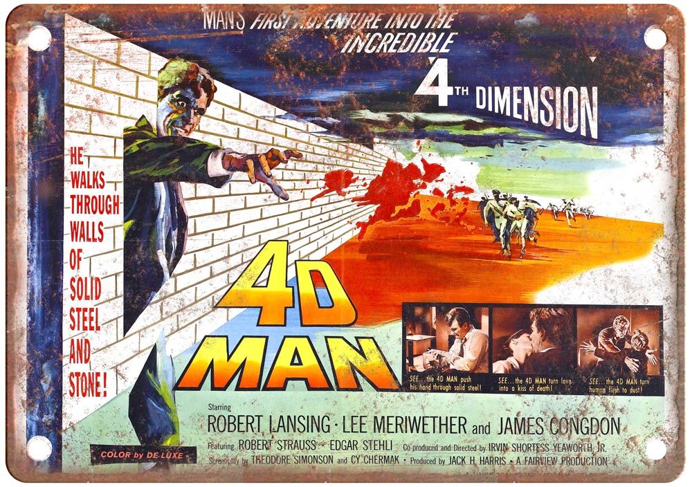 4d Man Vintage Movie Poster Old Retro Look Metal Sign