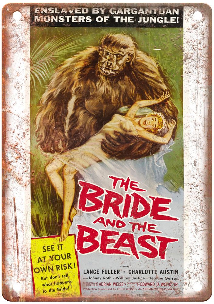 Bride And Beast Vintage Movie Poster Old Retro Look Metal Sign