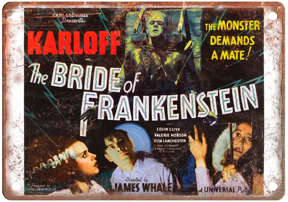 Bride Of Frankenstein Vintage Movie Poster Old Retro Look Metal Sign