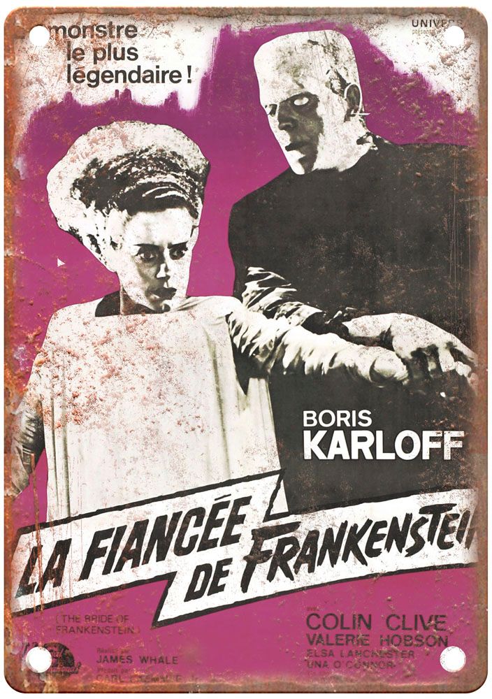 Bride Of Frankenstein Vintage Movie Poster Old Retro Look Metal Sign