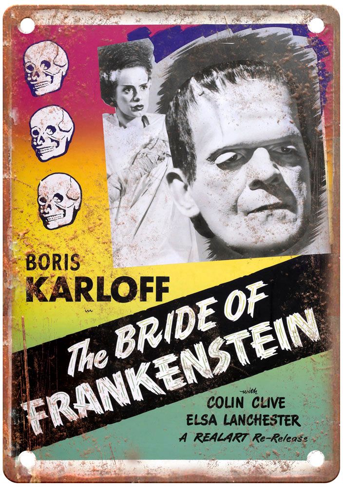 Bride Of Frankenstein R Vintage Movie Poster Old Retro Look Metal Sign