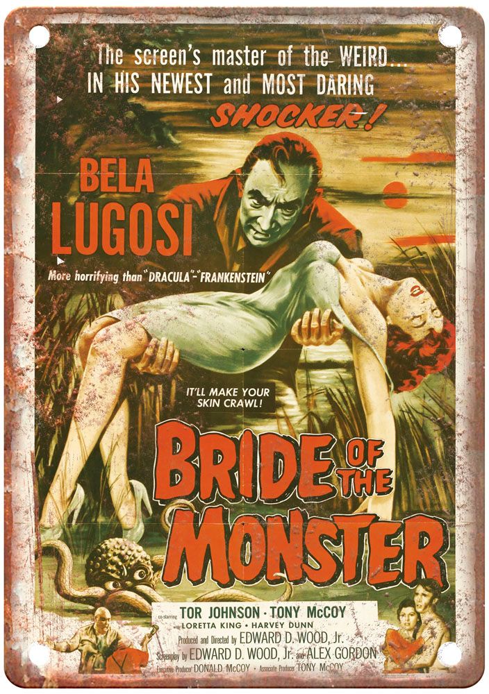 Bride Of Monster Vintage Movie Poster Old Retro Look Metal Sign