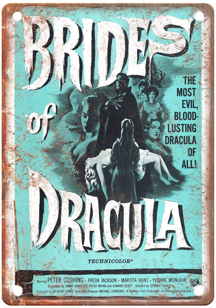 Brides Of Dracula Vintage Movie Poster Old Retro Look Metal Sign