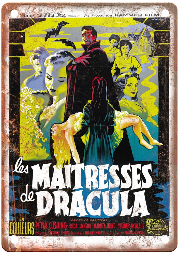 Brides Of Dracula Vintage Movie Poster Old Retro Look Metal Sign