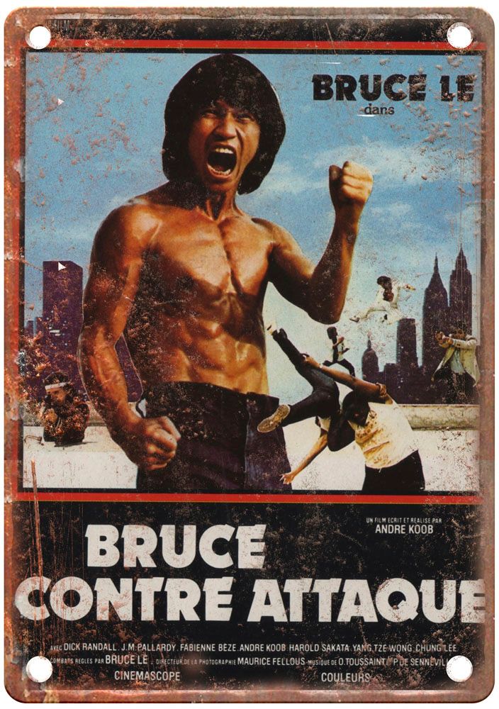 Bruce Le Fights Back Vintage Movie Poster Old Retro Look Metal Sign