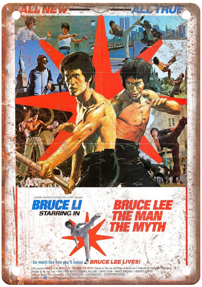 Bruce Lee Man Myth Vintage Movie Poster Old Retro Look Metal Sign