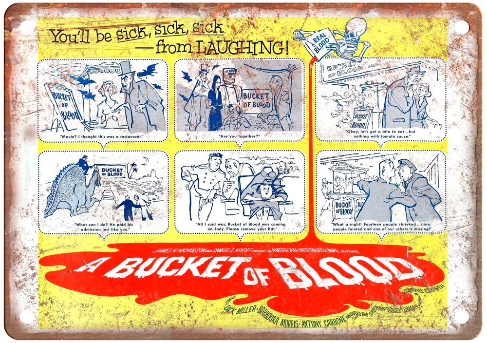 Bucket Of Blood Vintage Movie Poster Old Retro Look Metal Sign