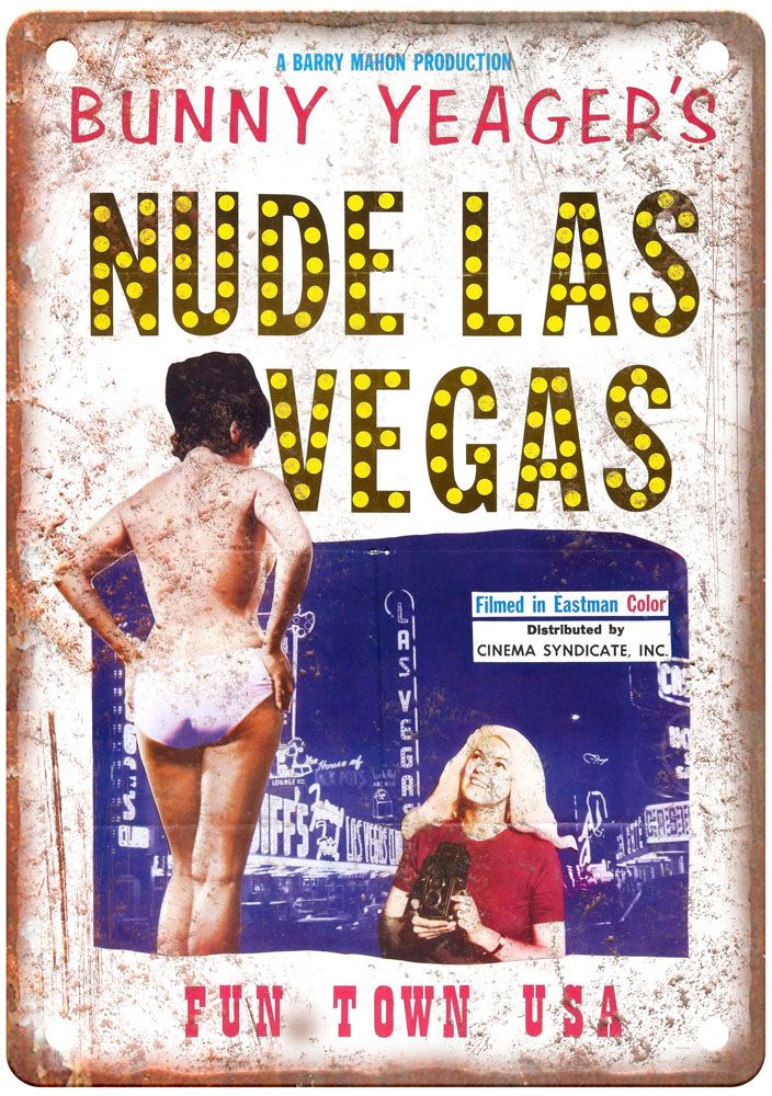 Bunny Yeagers Nude Las Vegas Vintage Movie Poster Old Retro Look Metal Sign